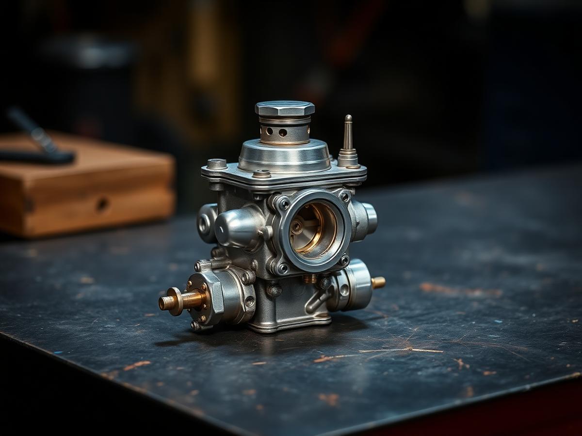 Vintage carburetor — bare metal finish